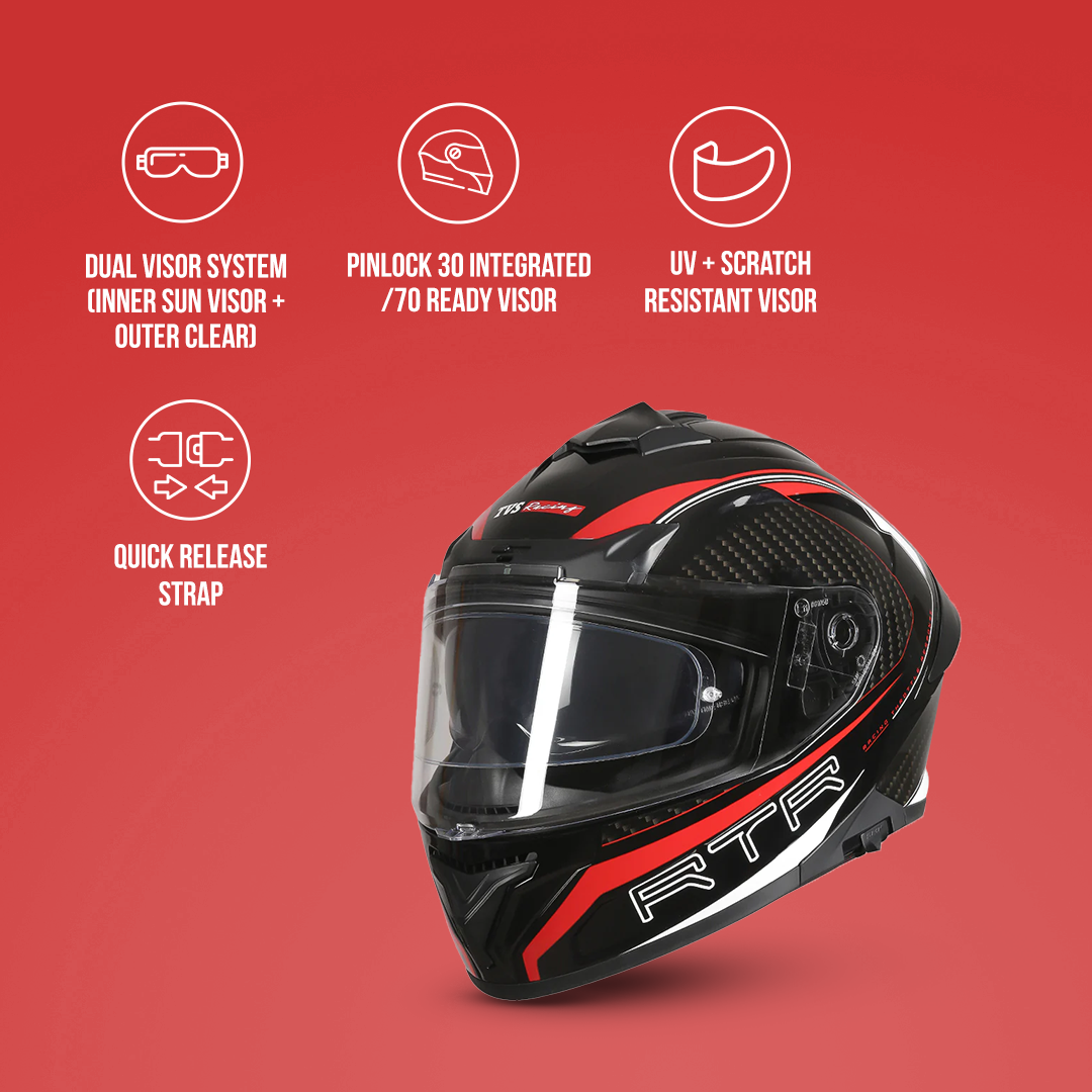 TVS Racing Hurricane Helmet Full-Face, Aerodynamic Design